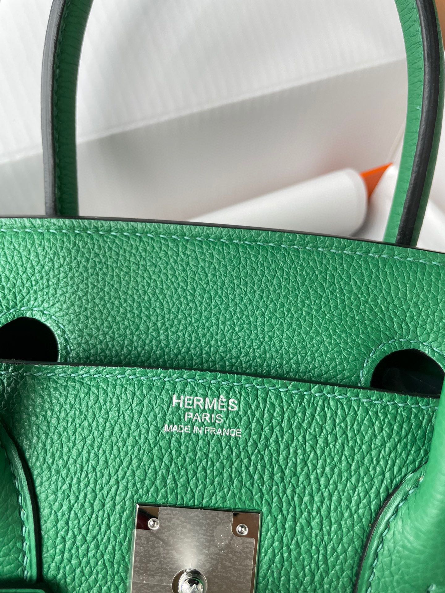 Hermes Birkin 30CM Togo Leather Handbag Bombou Green